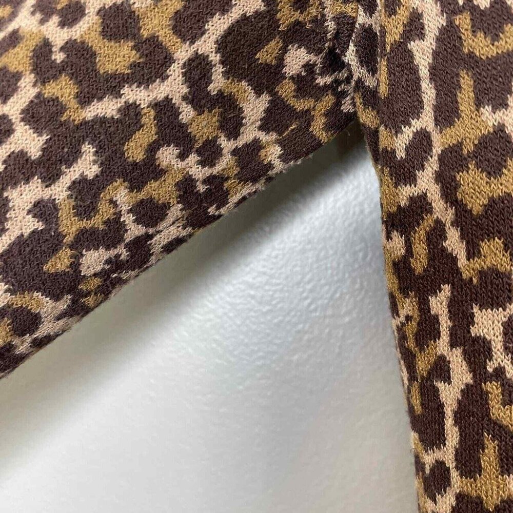 Soft Surroundings Leopard Cardigan Sweater Womens Small Brown Long Sleeve Open - Picture 9 of 11